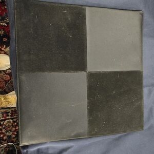 Square Checker Upholstered Seat Cushion in Black and Charcoal